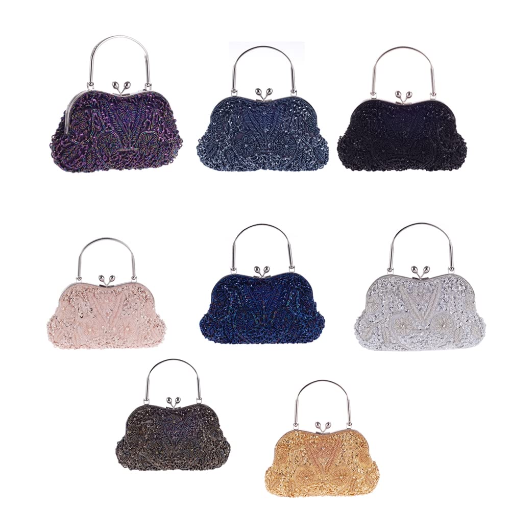 Abendtasche Damen Elegant Handtasche Vintage Perlen Pailletten Clutch Handtasche Schultertasche Abschlussball Taschen Brauttasche Hochzeit Braut Party Zubehör