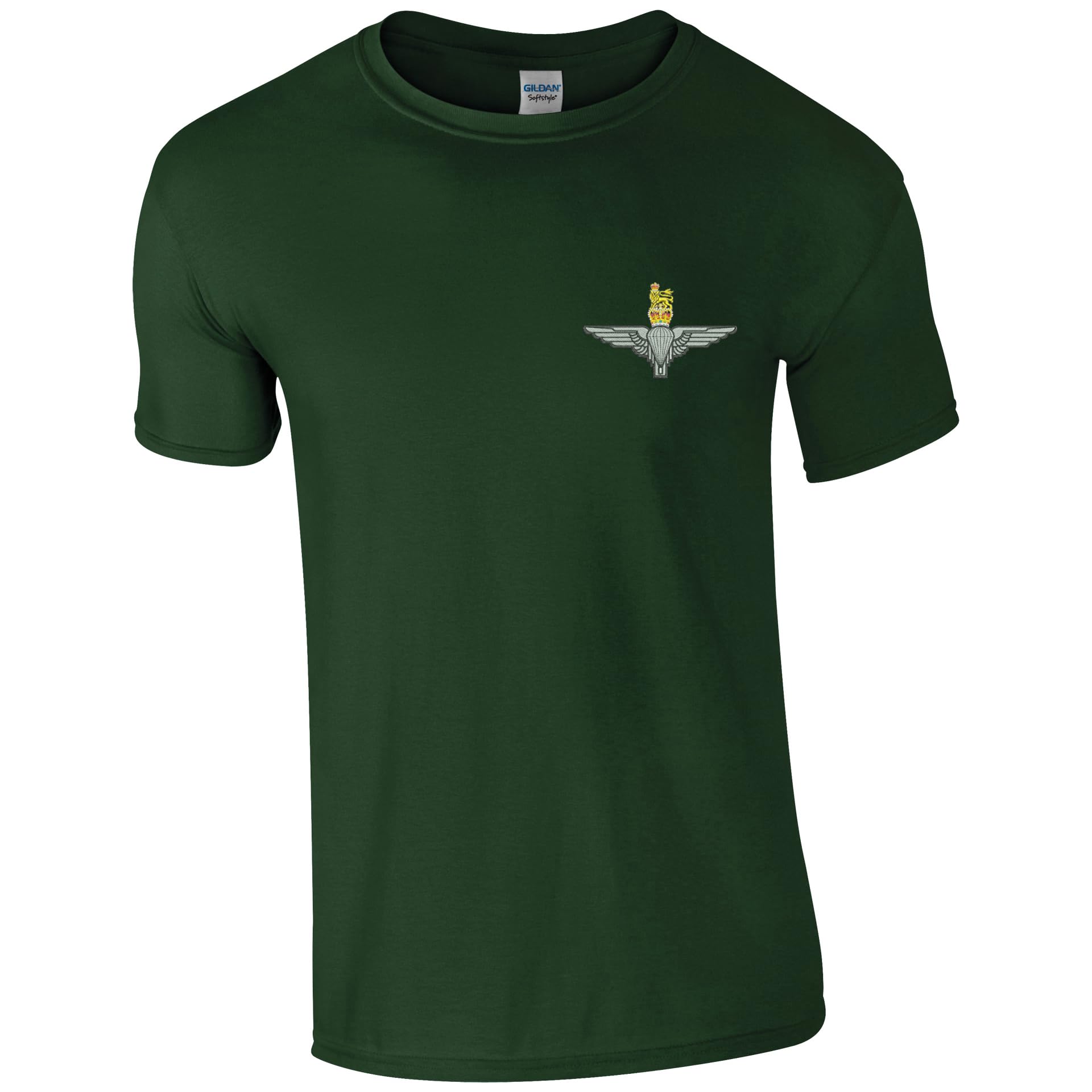 HiViz Kings Embroidered Parachute Regiment Men's Tshirt Paras Paratrooper British Army Insignia MOD Embroidery ** 9 Colours Available ** (UK, Alpha, L, Regular, Regular, Green)