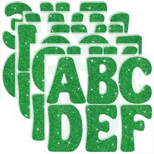 Image of Bulletin Board Letters 74 PCS Glitter Letter Stickers Large 5 Inch, Green | 12 Sheets,Alphabet Number Stickers,Self-Adhesive,Sticker Letters for Poster Board,Classroom,Display,Mailbox,Craft,Party Decor