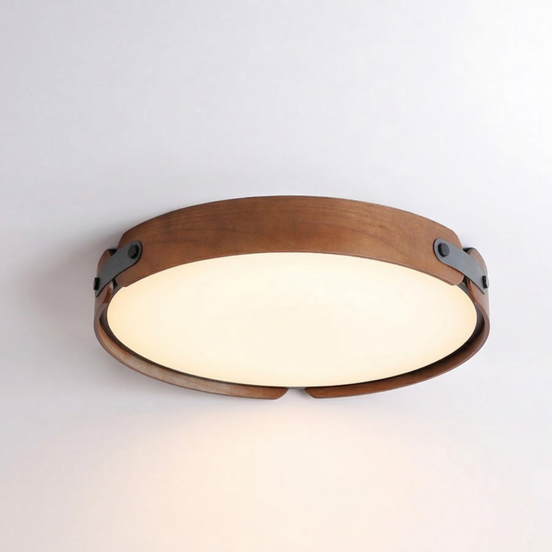 Plafonnier bois de noyer contre la fatigue oculaire grande lampe LED bureau et salon