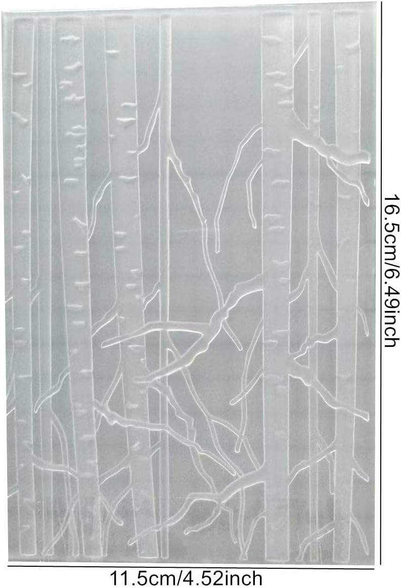 DIYology 3D Woodland Embossing Folders for Card Making, Birch Tree Background Texture Embossing Folder Template for DIY Paper Crafts Scrapbooking Polymer Clay Decoration