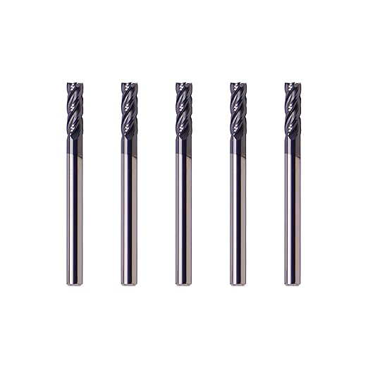 LU&MN End Mills, Carbide Square Mill Bits Sets for Milling Alloy Steels, Hardened Steel, Metal & More, Ideal for DIYers and Professionals, 4T, 4 Flute (5, 1/8 in)