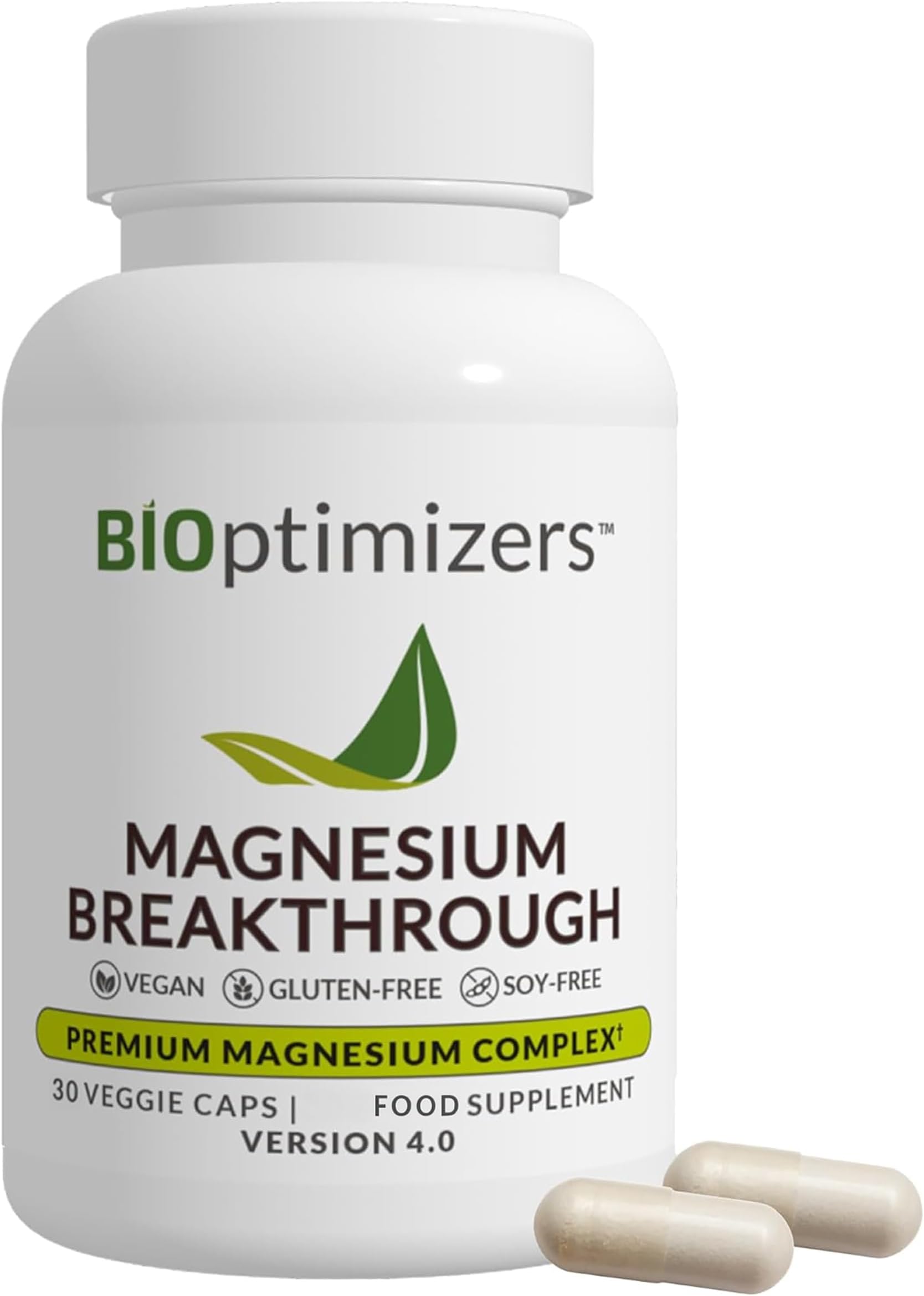 BIOptimizers Magnesium Breakthrough Supplement 4.0 | 7 Forms of Mg: Glycinate, Malate, Citrate, and More | Natural Support for Sleep and Cognitive Function | Calming Vitamins Complex | 30 Capsules