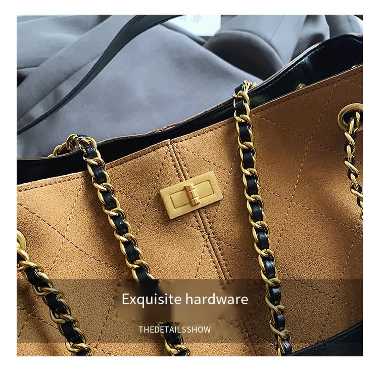 Contrasting Large-Capacity Tote bag, Underarm Chain Bag(and coffee)4