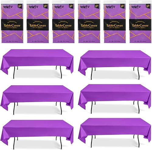 Manteles desechables de plástico dorado para fiestas, paquete de 6 manteles dorados para mesas rectangulares, buenos para bodas, cumpleaños, pícnic,