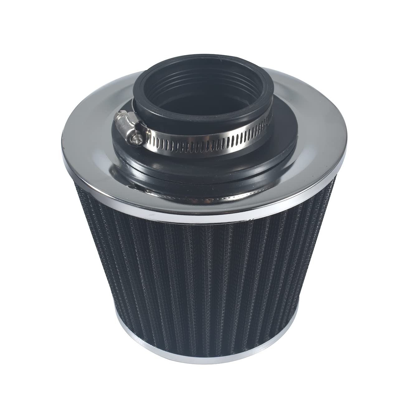 Universal 2.5" 63.5mm High Flow Cold Air Intake Filter fit for Most Cars Intake Piping - Washable Aluminum Cone Design with Stainless Steel Clamp