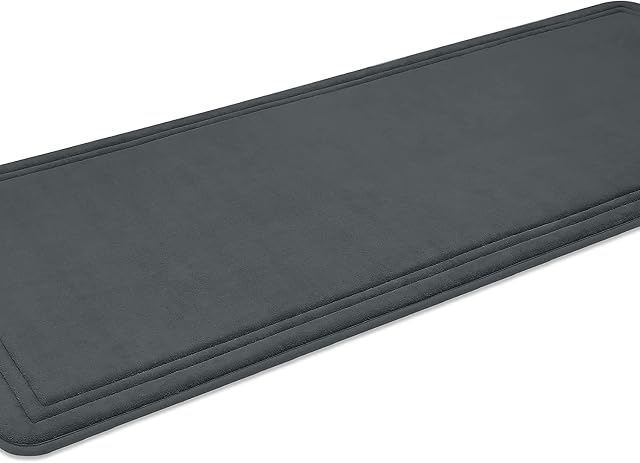 ITSOFT Memory Foam Bath Mat | Non-Slip, Quick Dry, Extra Absorbent, Ideal for Bathroom, Tub, Shower - 50x150 cm Charcoal Grey