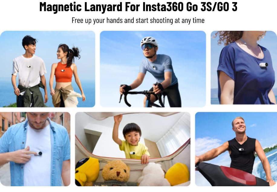 Supporto Magnetico Con Cinghia Da Collo Per Videocamere GoPro Insta360 Dji Osmo Action