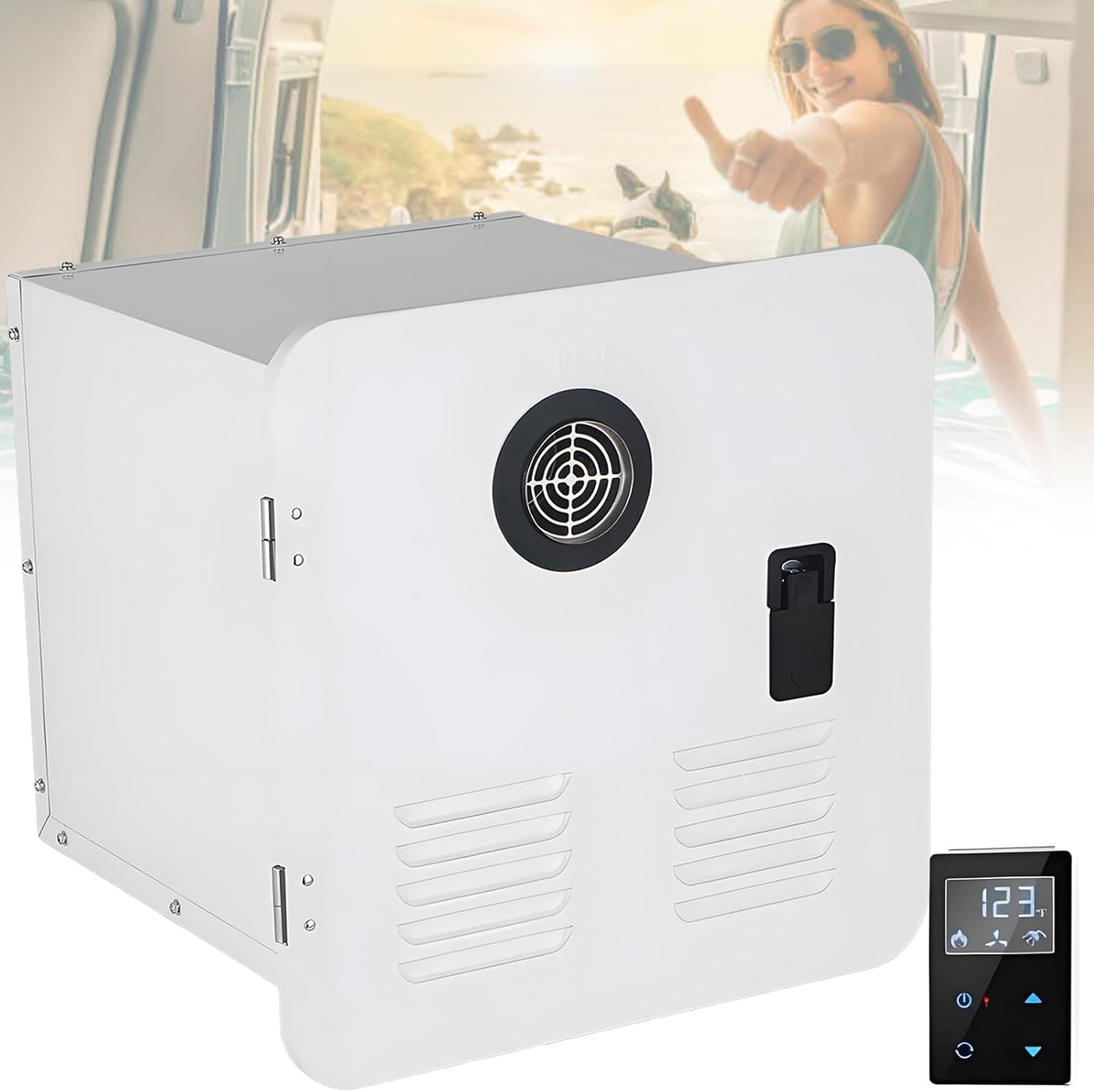 Instant Rv Propane Water Heater,65000 BTU Tankless Camper Gas Water Heater,w/Remote and 15x15 Door,Max Heating 12 L/min
