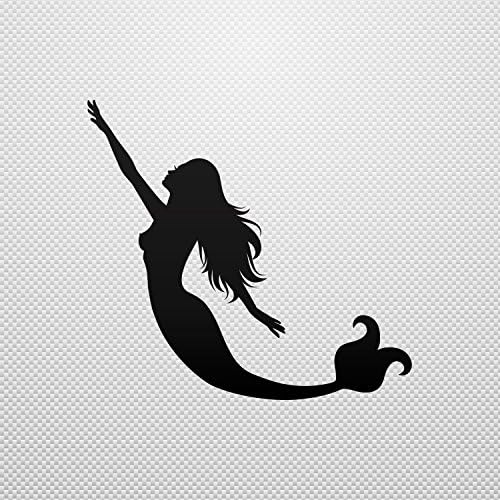 Decal Mermaid Figure waterproof Motorbike Activity Stable Teen room Black (9 X 8.31 In)