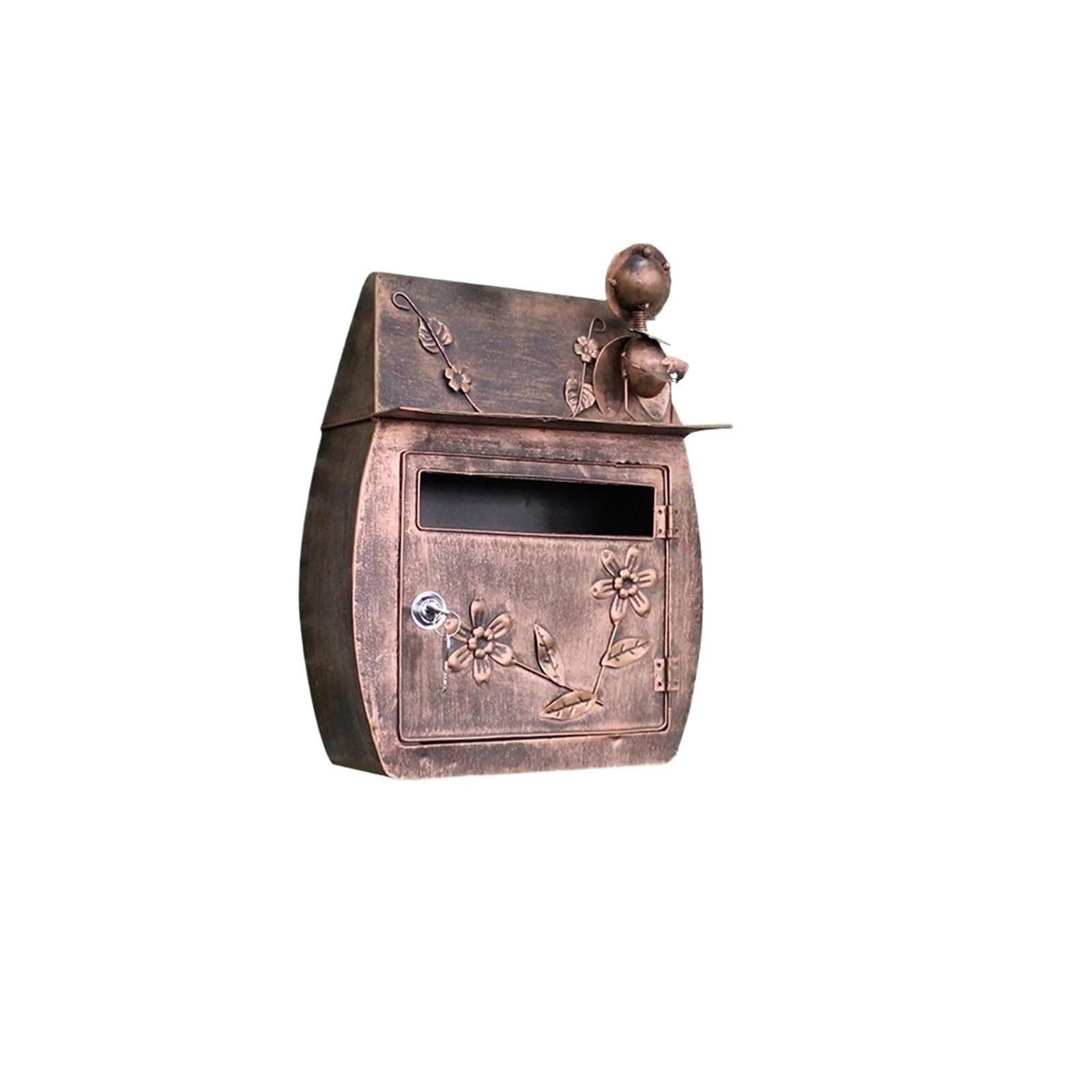 FGJsfhrDTU Letter Box, Lockable Wall Mounted Post Box Key Mailbox Rainproof Letterbox for Outdoor Garden Decor(Bronze)(Bronze)