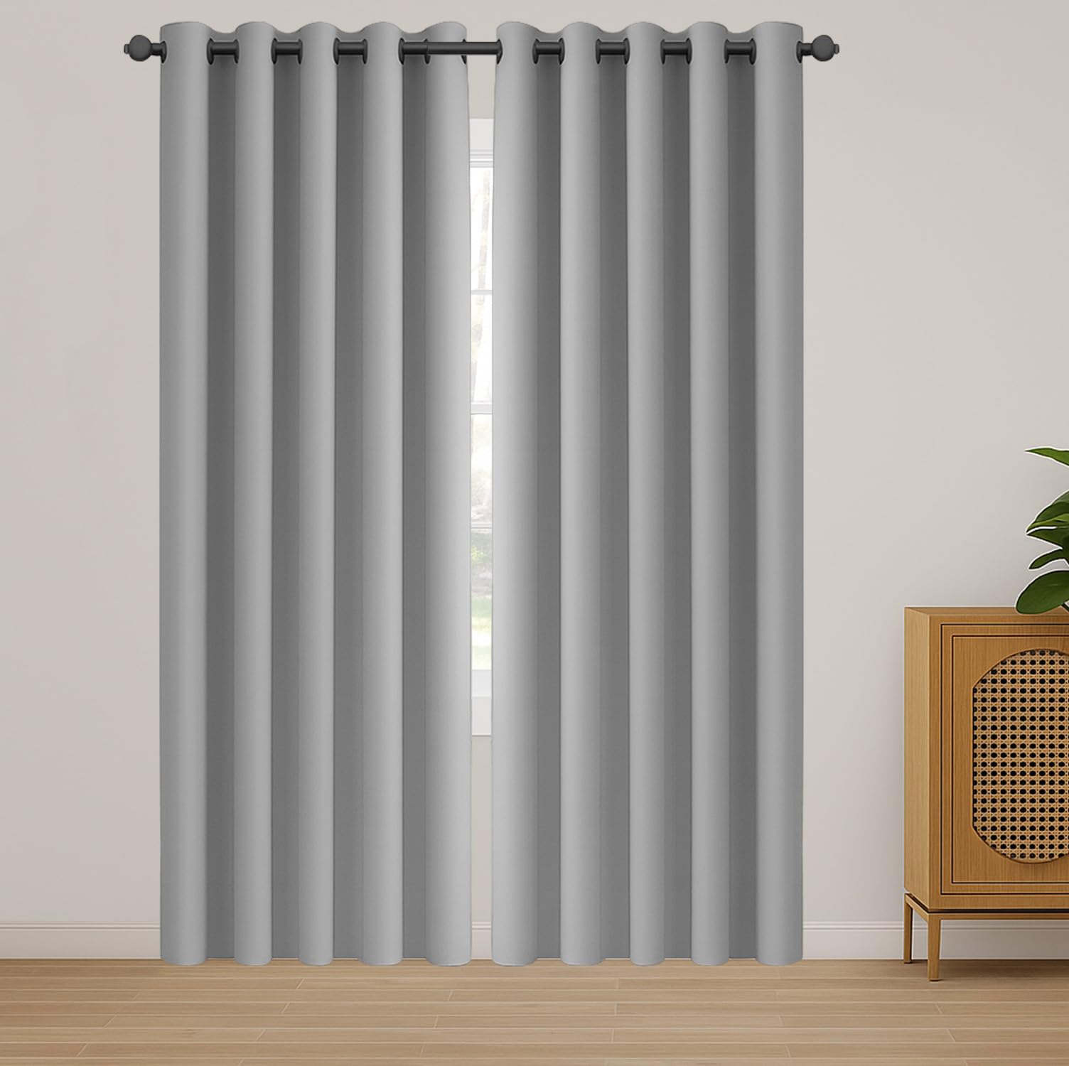 Ir Imperial Rooms Light Grey Imperial Rooms Eyelet Blackout Curtains For Living Room 90X90 Inch Curtains For Bedroom Energy Saving Thermal Curtain 2 Panels With Tiebacks