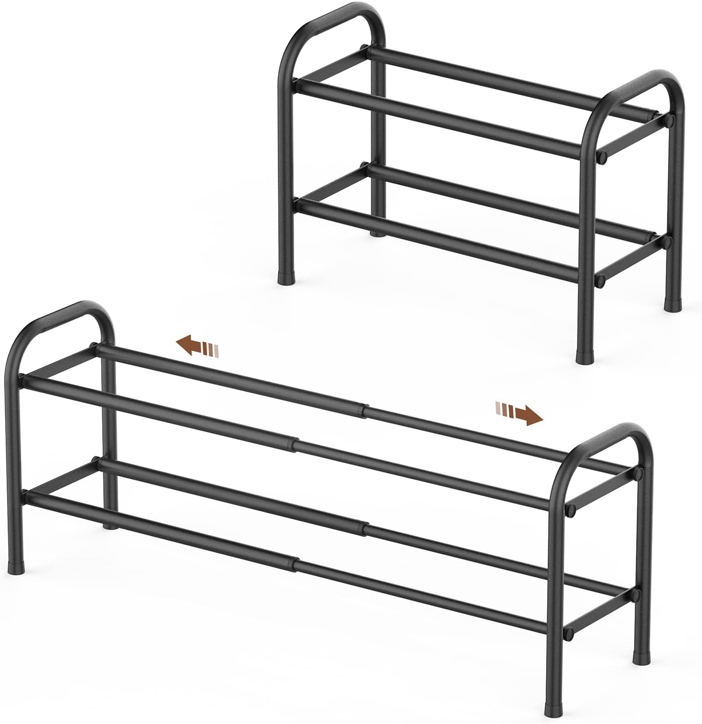 - Gonfoam 2-Tier Expandable Shoe Rack,Adjustable Shoe Shelf Storage Organizer Heavy Duty Metal Free Standing Shoe Rack for Entryway Closet Doorway (Black)