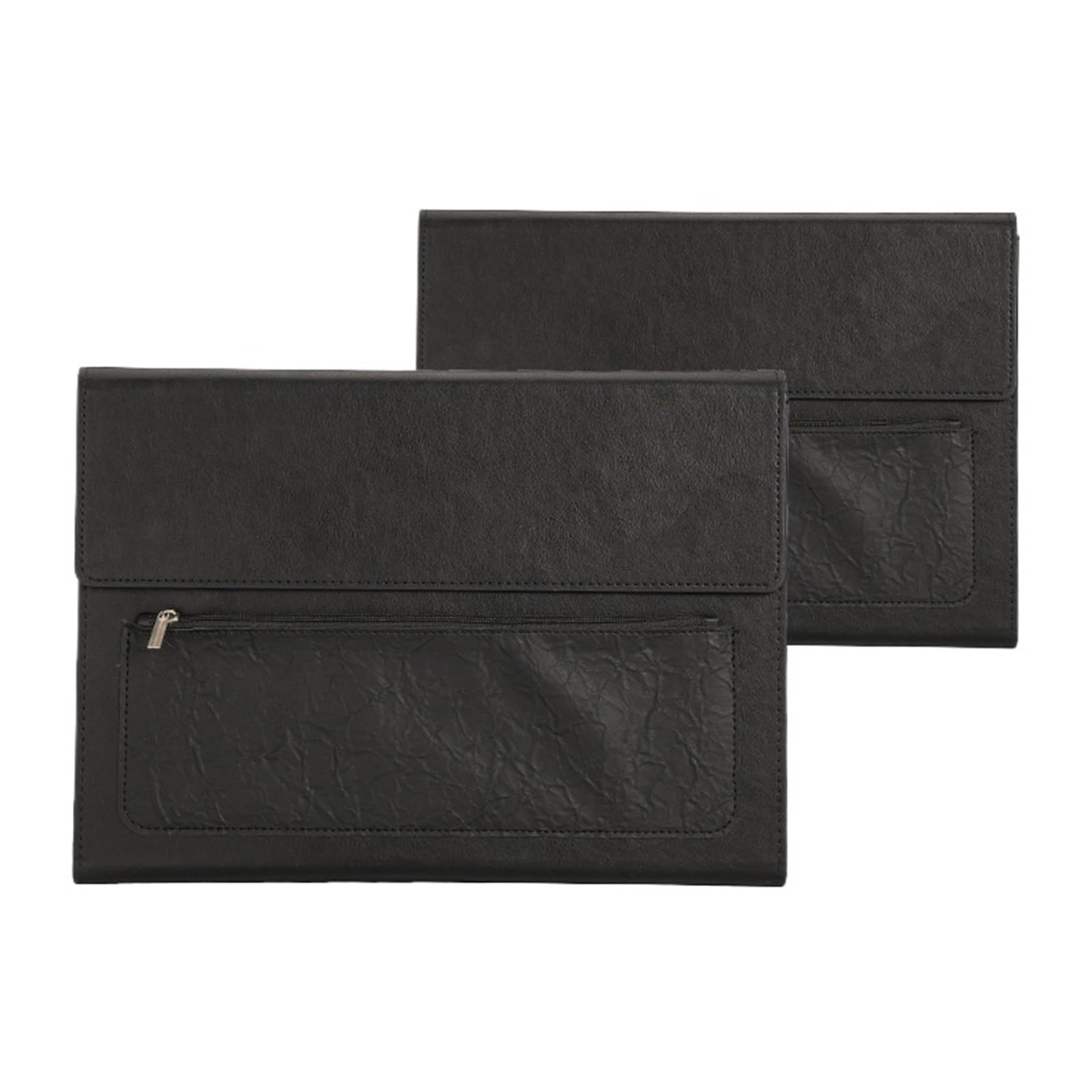 Portadocumenti A4 in Pelle PU Cartella portadocumenti in pelle A4 da 2 pezzi, grande capacità, borsa da lavoro, impermeabile, for dati, contratti, fatture, forniture for ufficio(Black without handle)