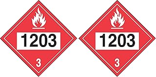 Accuform Hazard Class 3, 1203 (Gasoline), Adhesive Vinyl 4-Digit DOT Placard, 10.25" x 10.75", MPL733VS1 (Pack of 2)