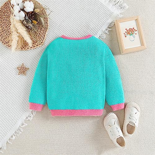 Boys and Girls Sweater Tops Winter Color Blocking Sweater Casual Set Head Round Neck Long Sleeved Knitted Sweater3