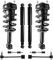 Vista 341 de Detroit Axle - Kit de puntales delanteros para Ford 2000-2004 Focus 2 puntales con muelle helicoidal 2 brazos de control inferiores con rótulas 2001