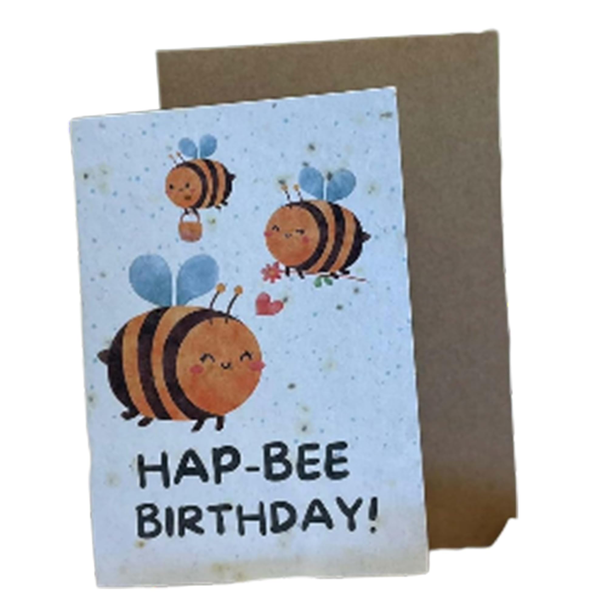 GoGiftid Bee Birthday Card Eco-Friendly Basil Seed Paper Greeting Cards Handmade Foldable Card with Envelope – Grows into a Plant