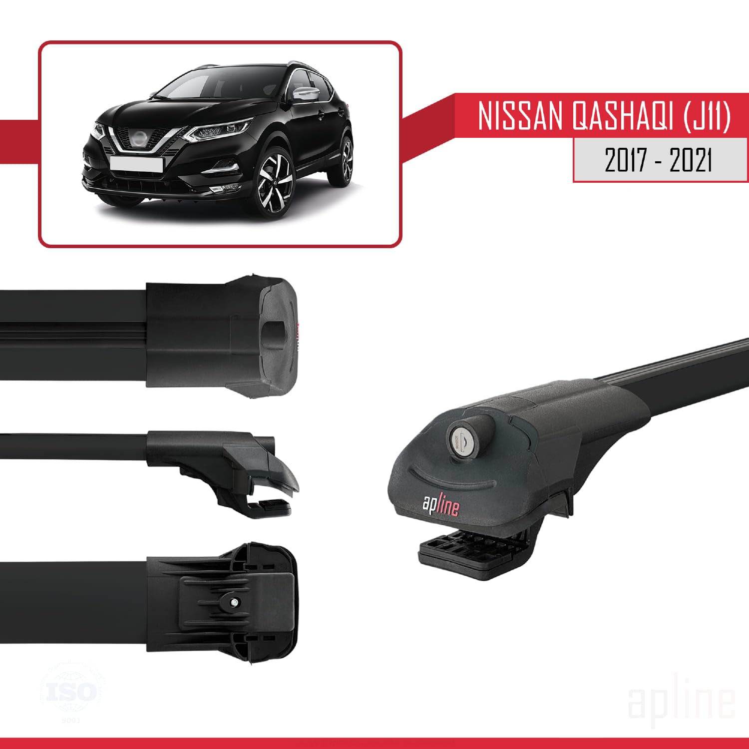 Compatibile Con Nissan Qashqai 2 (J11) Post-Facelift 2017-2021 ACE-1 Barre Tetto Portapacchi Auto Barre Portatutto Grigo Alluminio 2 Barre - Europe