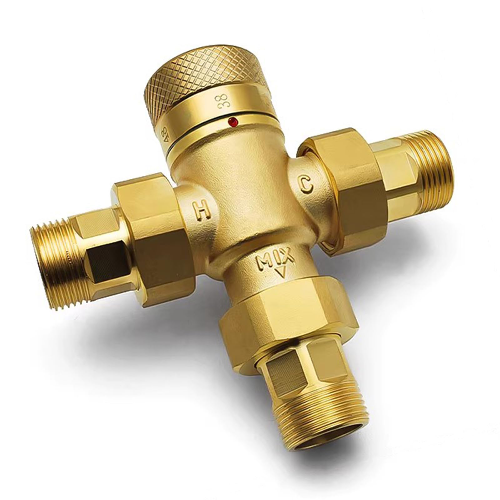 Válvula mezcladora termostática para control de temperatura de ducha, rosca NPT, construcción de latón macizo con controles integrales