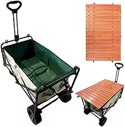 Carrinho Utilitário Dobrável Carga 150kg Mesa Removível (Verde)