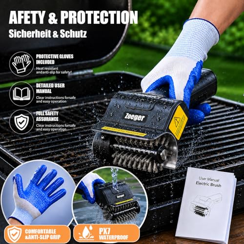 Zoeger Upgraded Electric Grill Brush High Torque 2 in 1 Kit Power BBQ Cleaning Cordless - image 5