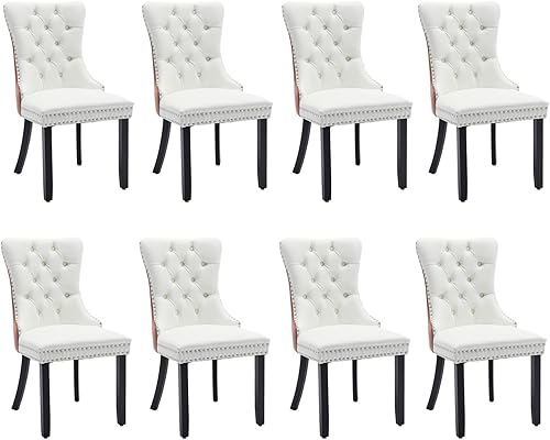 Miniatura 100 de SoarFlash Juego de 6 sillas de comedor de terciopelo, silla lateral de respaldo alto, silla lateral moderna tapizada de alta gama con capitoné y