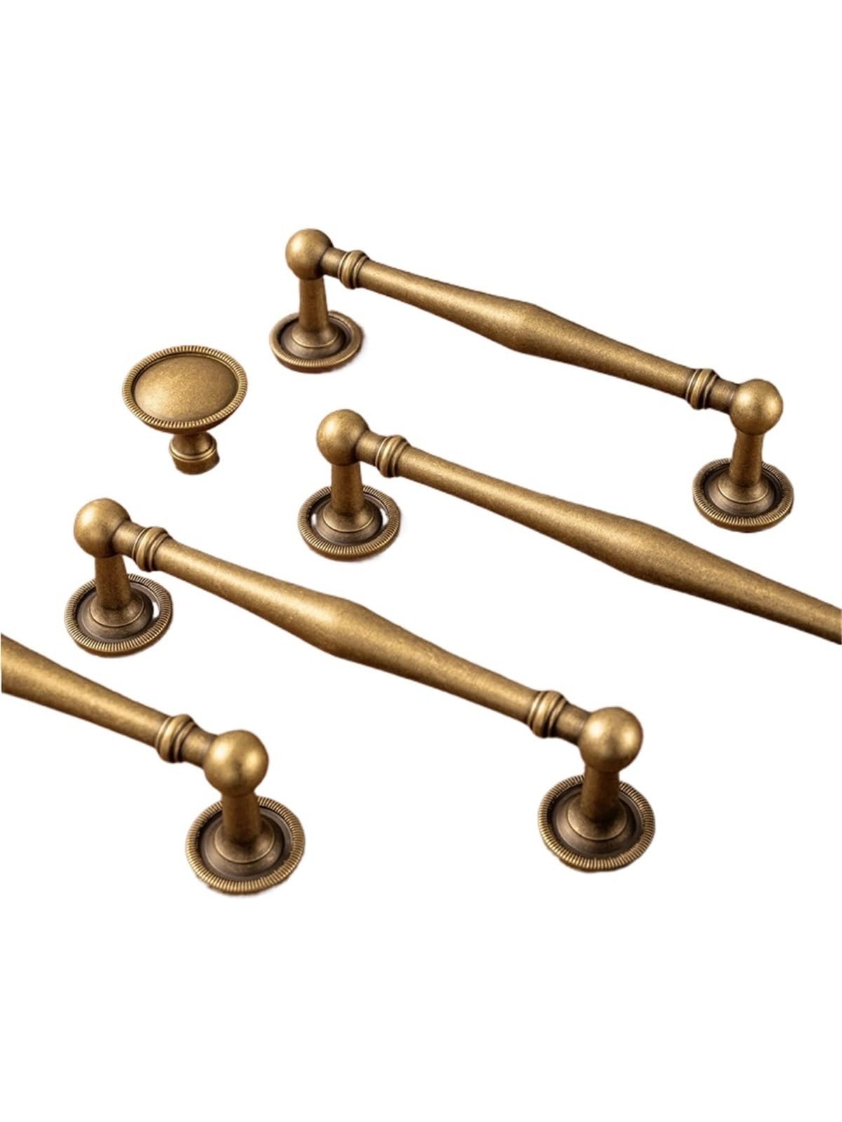 Qvorlth Vintage Cabinet Pulls Brass Antique Handle Kitchen Cabinet Pull Luxury Drawer Knob Wardrobe Dresser Handles(Knob-32mm)