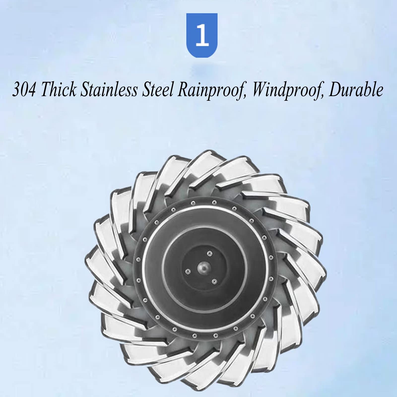 Acciaio Inox 200mm Comignolo SpinnerAnti Downdraught sfiato Cappello Design Rotante per Migliorato Ventilat Tubo di Scarico Copertura Improve Flusso d’Aria & Reduce