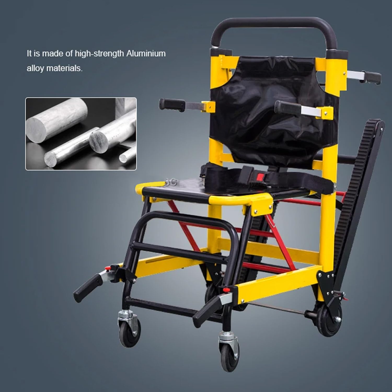 Elektrischer Elektrischer Treppensteiger Rollstuhl, Rahmen aus Aluminiumlegierung,Tragfähigkeit 363 lb, Klappbarer Transportstuhl,Für Pflege,Rettung,Mehrfamilienhäuser ohne Aufzug