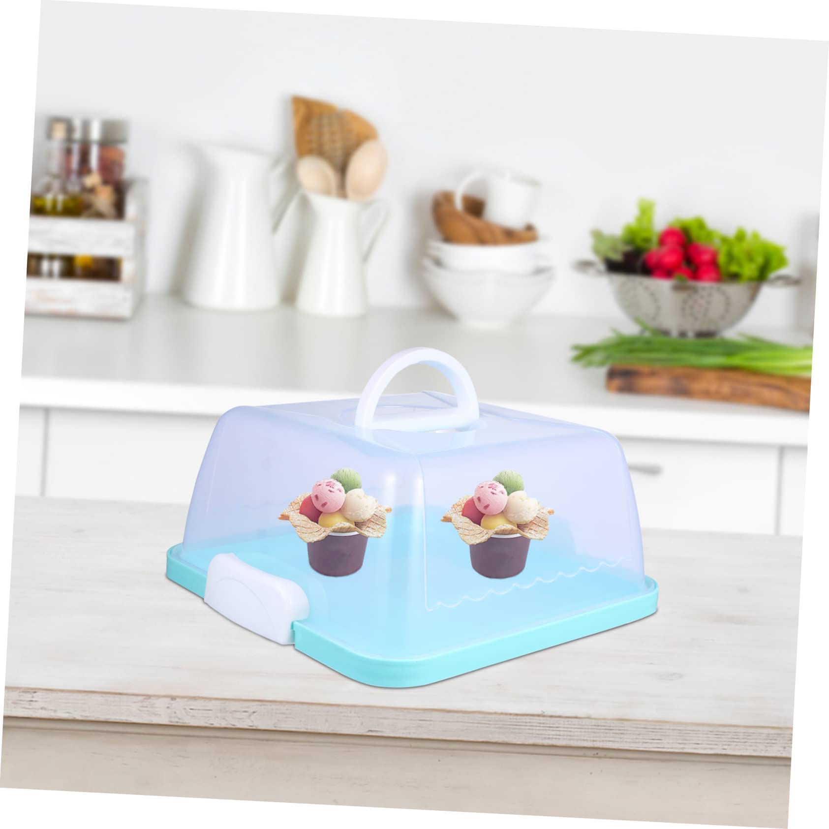 Ciieeo 1pc Box Portable Cake Box with Handle Reusable Food Storage Container for Cakes Cupcakes and Desserts Transparent Design for Easy Viewing for Parties and Events