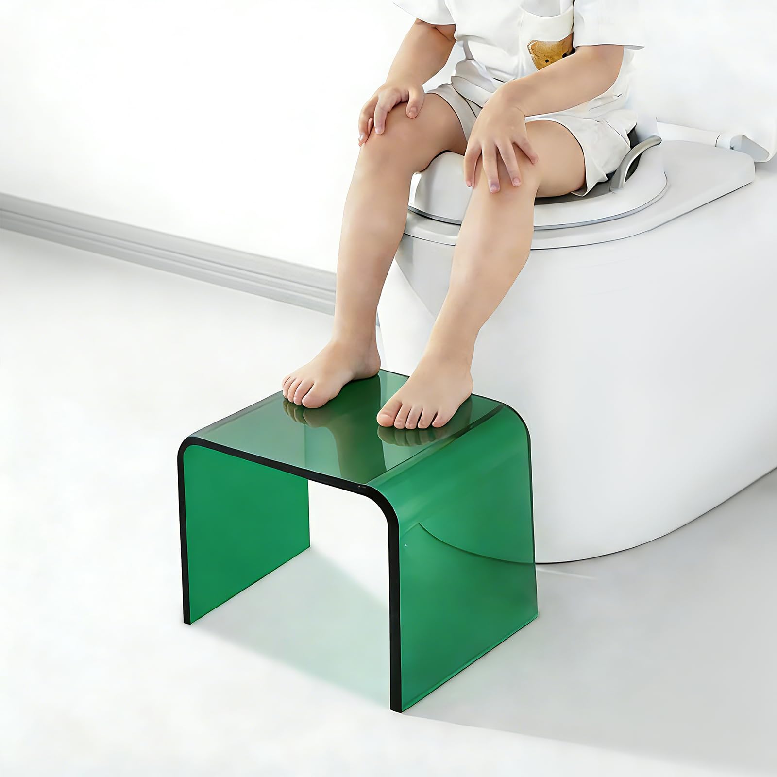Wielofunkcyjny akrylowy podnóżek do 50 kg, 32 x 23 x 23 cm, taboret toaletowy, antypoślizgowy taboret łazienkowy, w kształcie litery U, taboret do siedzenia do spa, łazienki, salonu, aneksu kuchennego