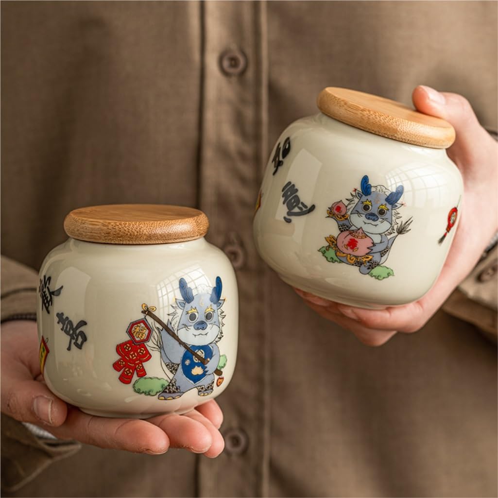 CMBSSTFC Słoik cukru Zbiornik do przechowywania herbaty luzem Przenośny mały szczelny zbiornik Chiński ceramiczny zbiornik do przechowywania herbaty Domowa kuchnia Zbiornik do przechowywania przypraw
