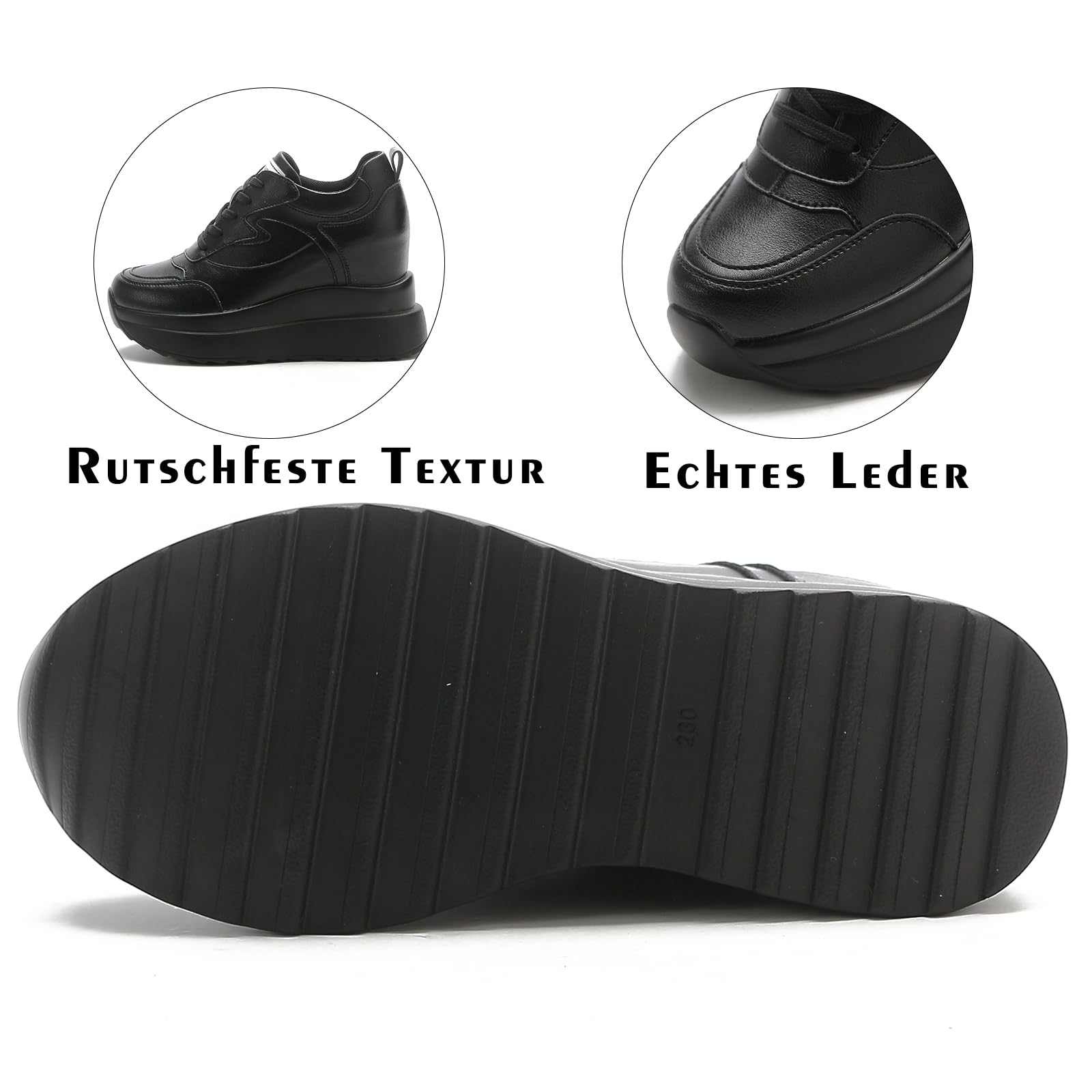 AONEGOLD Sneakers Zeppa Interna Donna Scarpe da Ginnastica Moda Pelle Alte Piattaforma Sportive Casual Scarpe Zeppa Interna con Tacco 10 cm