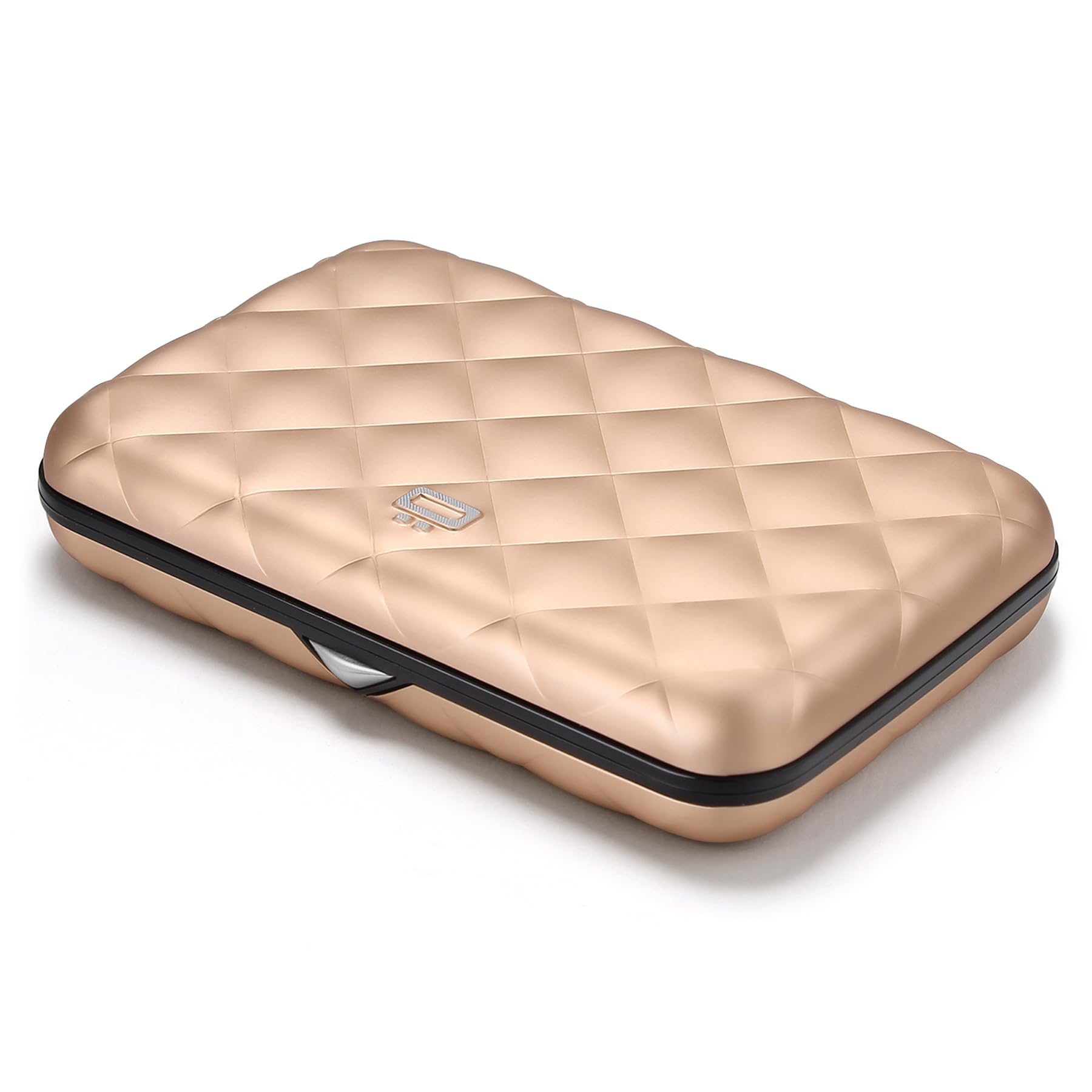 Card holder for women, Rigid aluminum with quilted effect, RFID protection against fraud and demagnetization, Compact wallet, Lady Case HELSINKI model