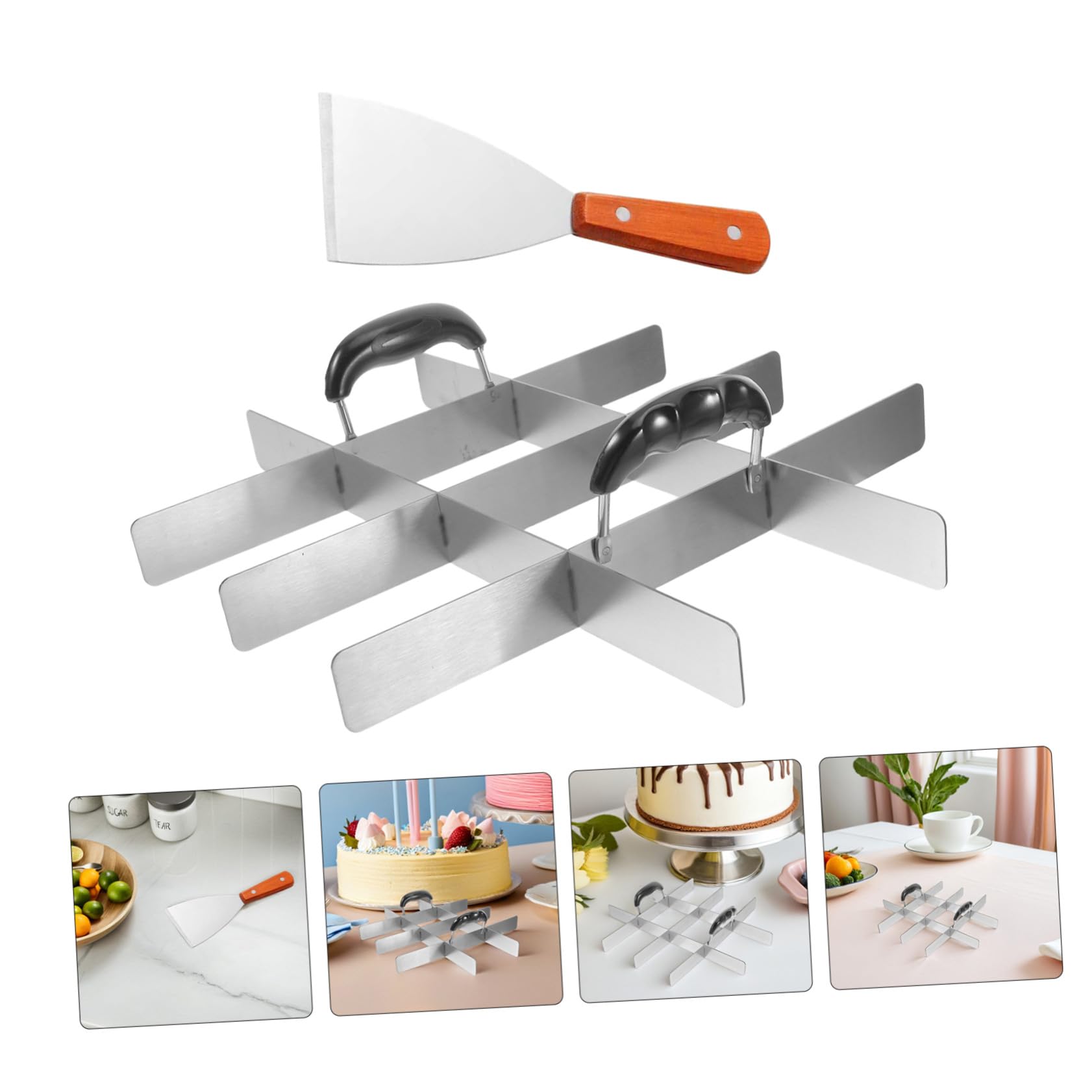 Cabilock 2 Pièces Diviseur de Gâteau Inox Marqueur et Trancheur pour Parts Égales Outil de Pâtisserie Polyvalent pour Pizza Cheesecake et Tiramisu Accessoire Cuisine Robuste et Facile à