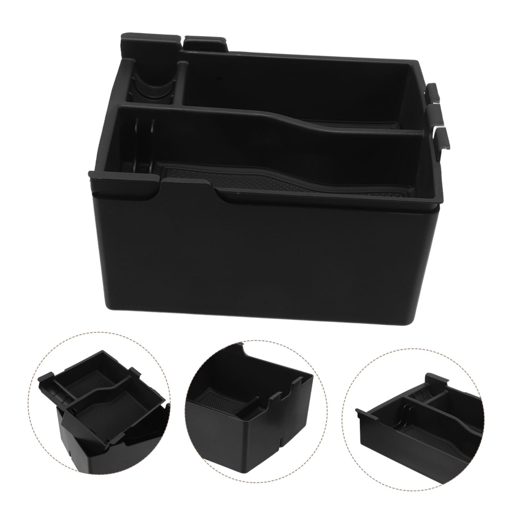 PLAFOPE Organizer Consolle Centrale Auto con Doppio Vassoio Contenitore Portaoggetti per Bracciolo Veicolo Box Immagazzinaggio Abs Resistente per Viaggi Quotidiani e Lunghi
