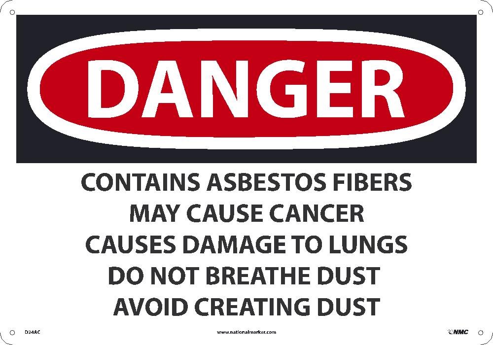 Panneau danger amiante D24AC en aluminium 35,6x50,8 cm