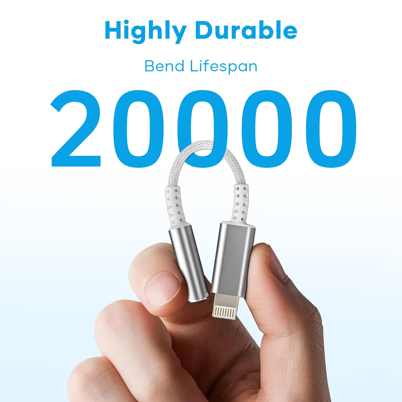 Esiposs Adattatore i Phone Jack 3,5 mm [Certificato MFi] Adattatore Jack Lightning Cavo Dongle HiFi Adattatore Cuffie i Phone Compatibile con i Phone 14/13/12/11/X/8/7/Pad/i-OS, Bianco Argento