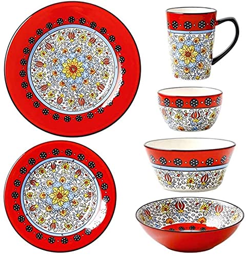 6 Piece Vintage Hand Painted Underglaze Porcelain...