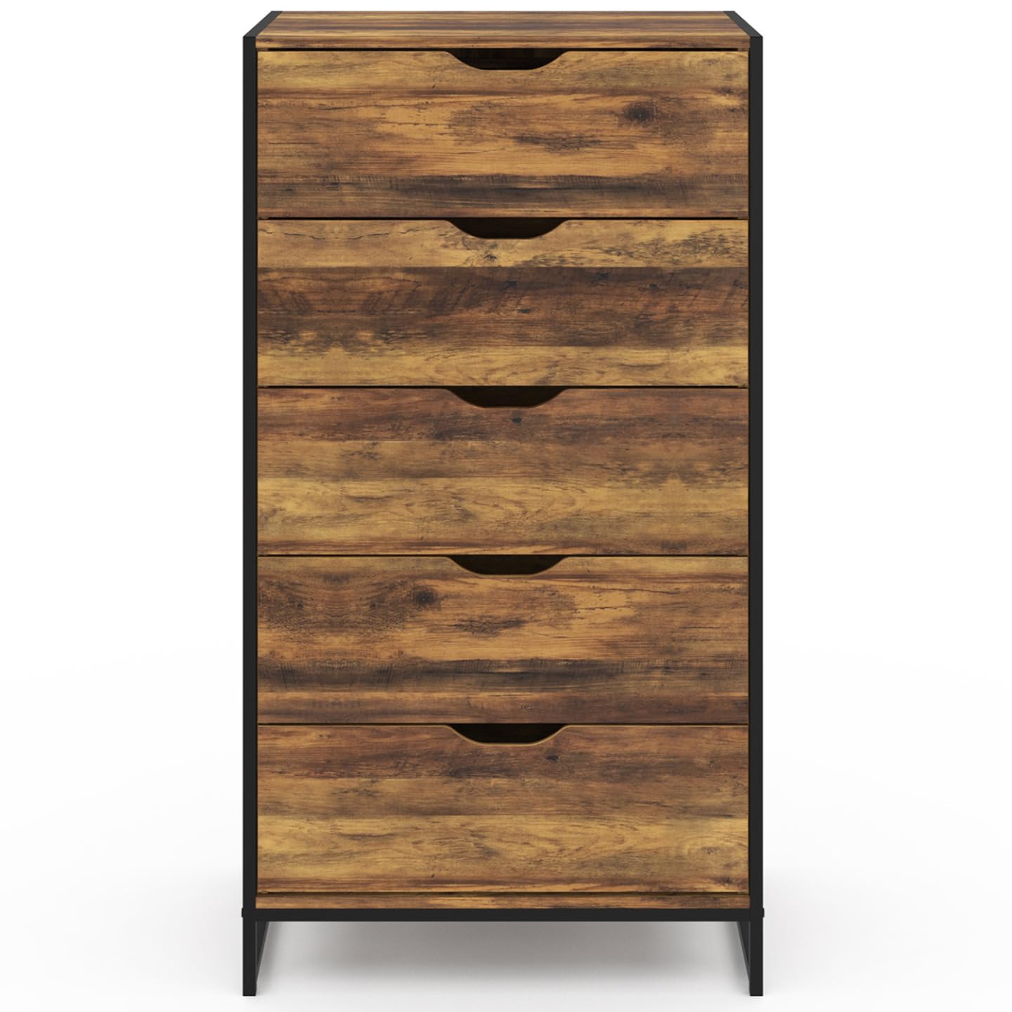 IDMarket - Chiffonnier 5 tiroirs Hawkins 60 cm Commode semainier Bois foncé Design Industriel