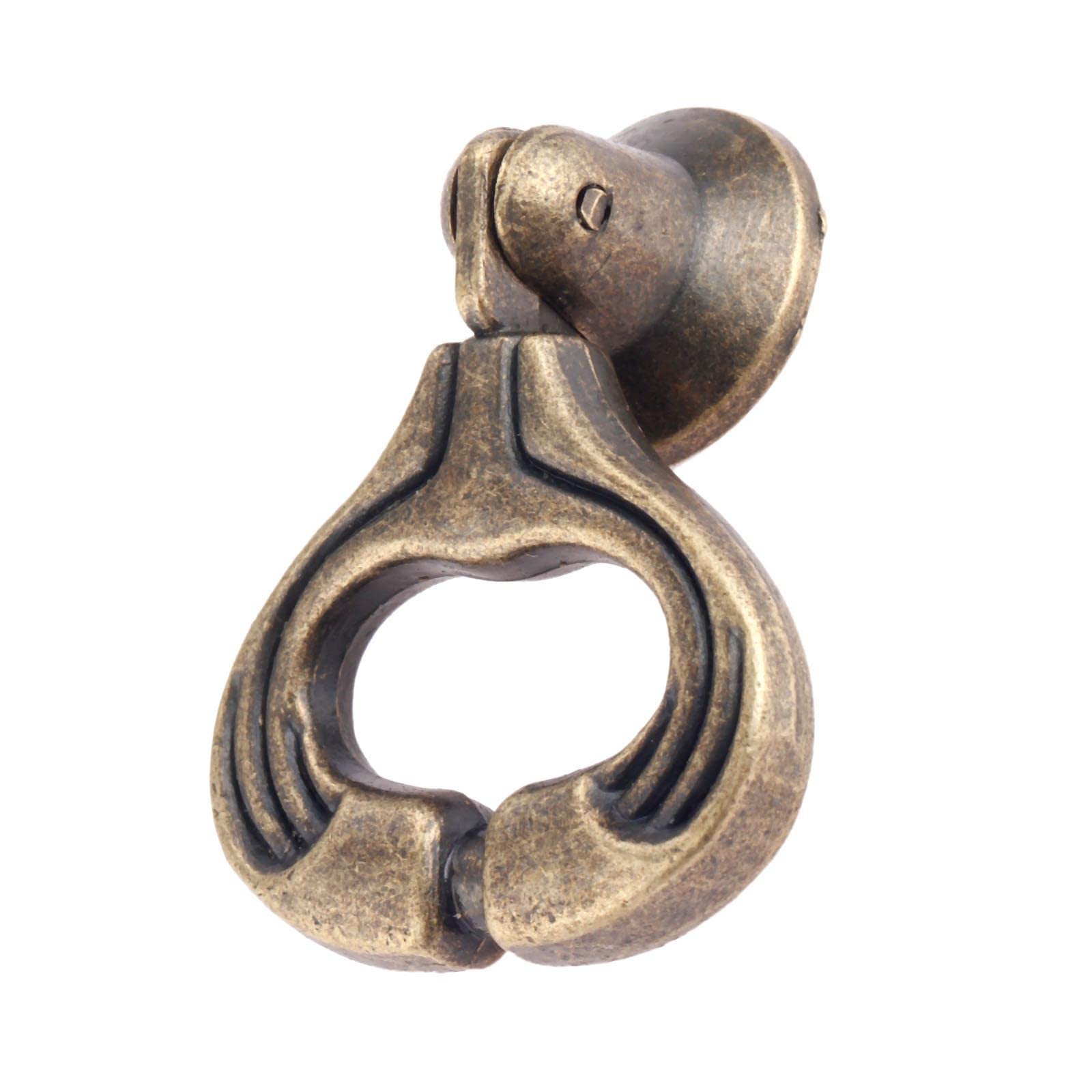 Jfgctyhxy One Color Drawer Handles, 4Pcs Antique Bronze Furniture Ring Pull Handles Vintage Cabinet Knobs And Kitchen Drawer Cupboard
