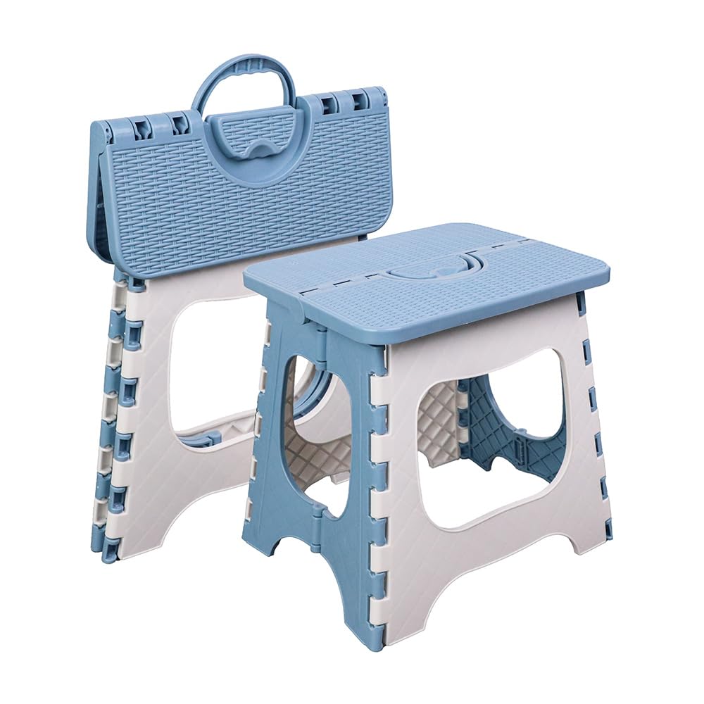 Plastic Folding Stool, Portable and Hanging. Non Slip Folding Stools,12inches,30cm(Light Blue) 1PCS-image-23