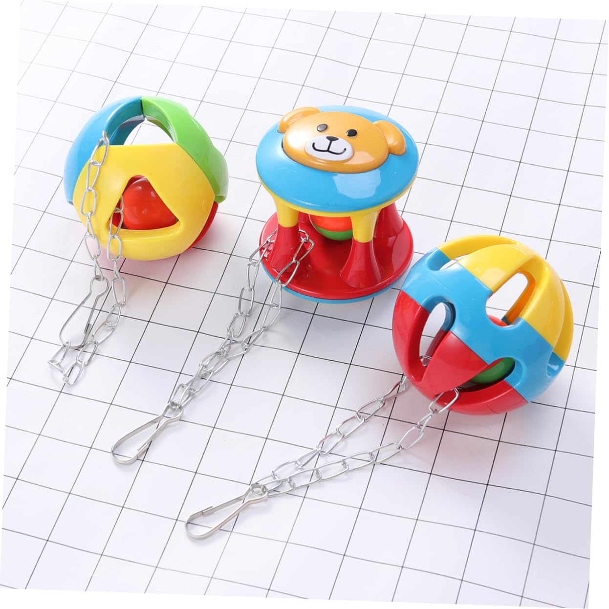 DOITOOL 3 Pcs Juguetes para Pájaros - Pelota de Masticación para Loros con Campana - Accesorios de Jaula Agapornis Periquitos - Juguete de Entrenamiento Interactivo para Aves Pequeñas y Medianas