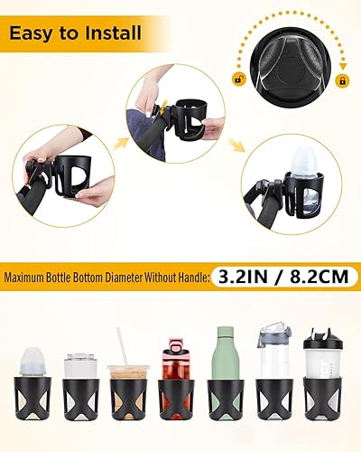 Miniatura 3 de Portavasos para cochecito, soporte universal para bebidas para bicicletas, carros o andadores, se adapta a la mayoría de tazas