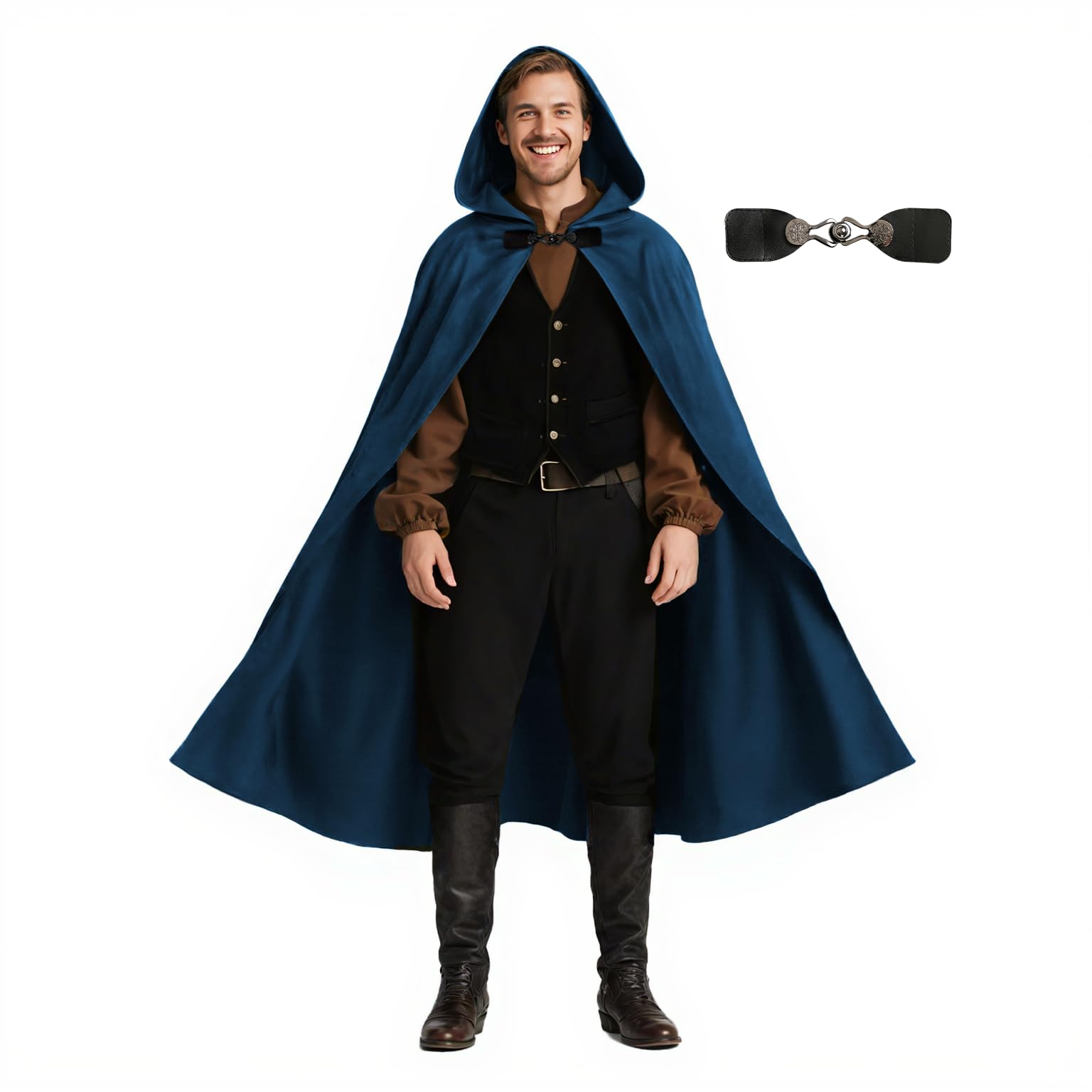 JPXH Medieval Hooded Cloak Renaissance Cape for Men and Women Halloween Costume