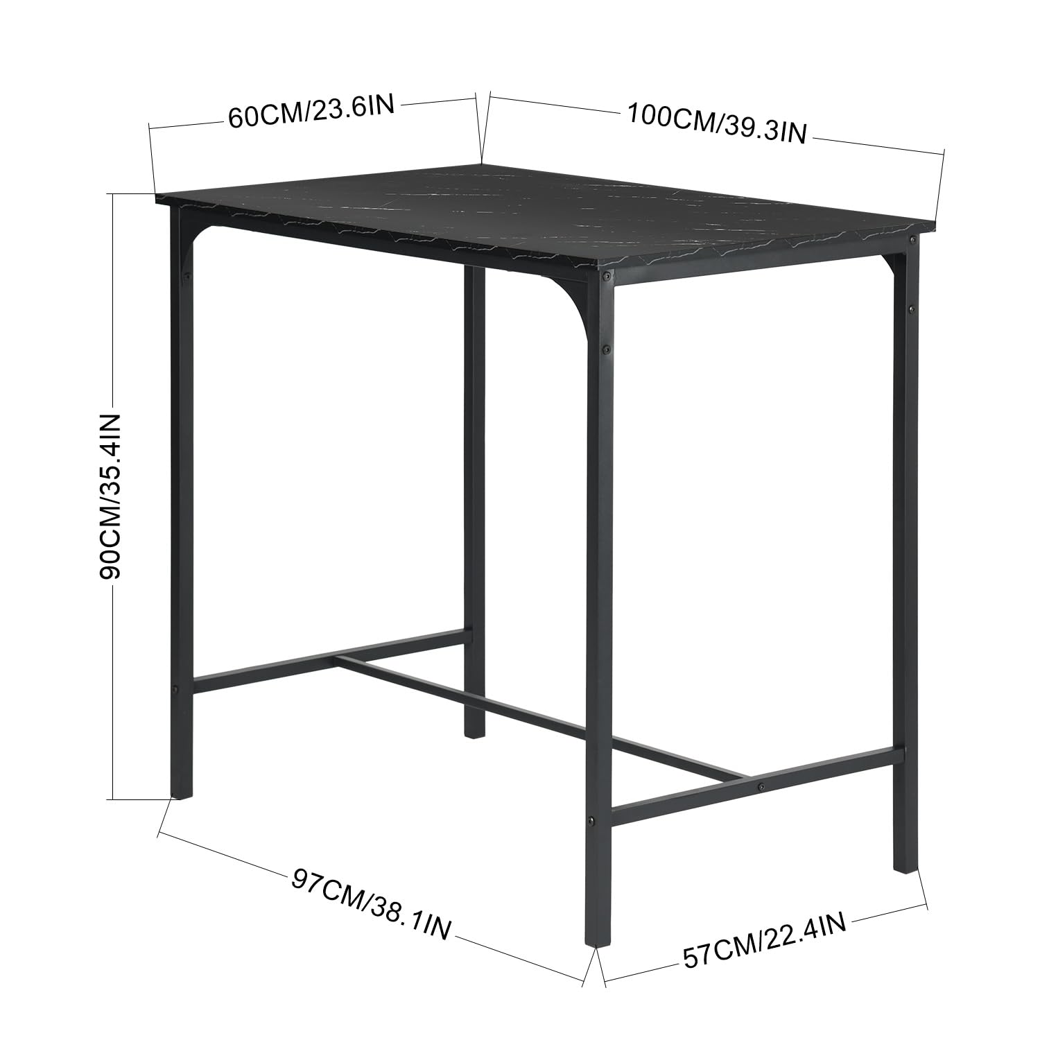 Set Tavolo Bar E 4 Sedie - Tavolo Salvaspazio 100x60x90 Cm In Rovere, Per Cucina E Soggiorno