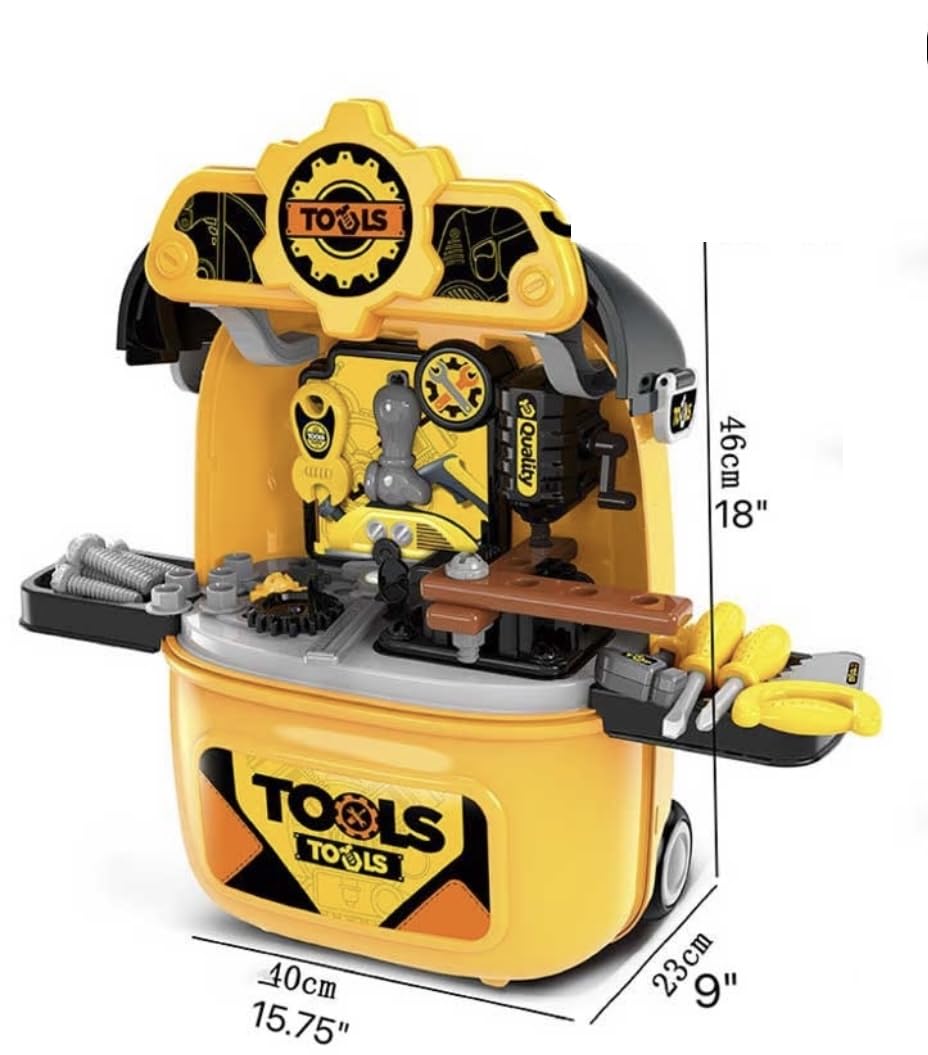 Tool Set 2 in 1 Kids Deluxe Set with Wheels and Handle to Convert into a Tool Suitcase +3 Years. Included 34pcs.