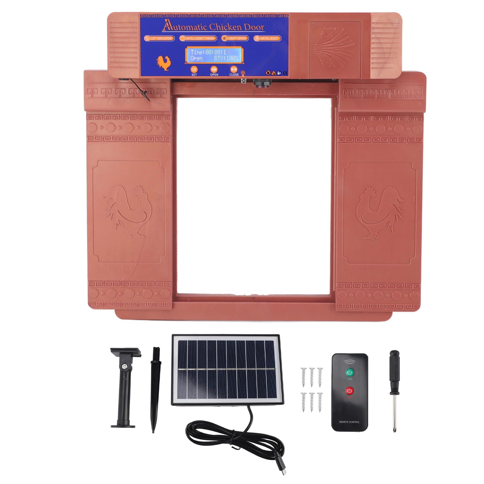 Lavishness Porta automatica per pollaio ad energia solare con timer e infrarossi (Bronzo)