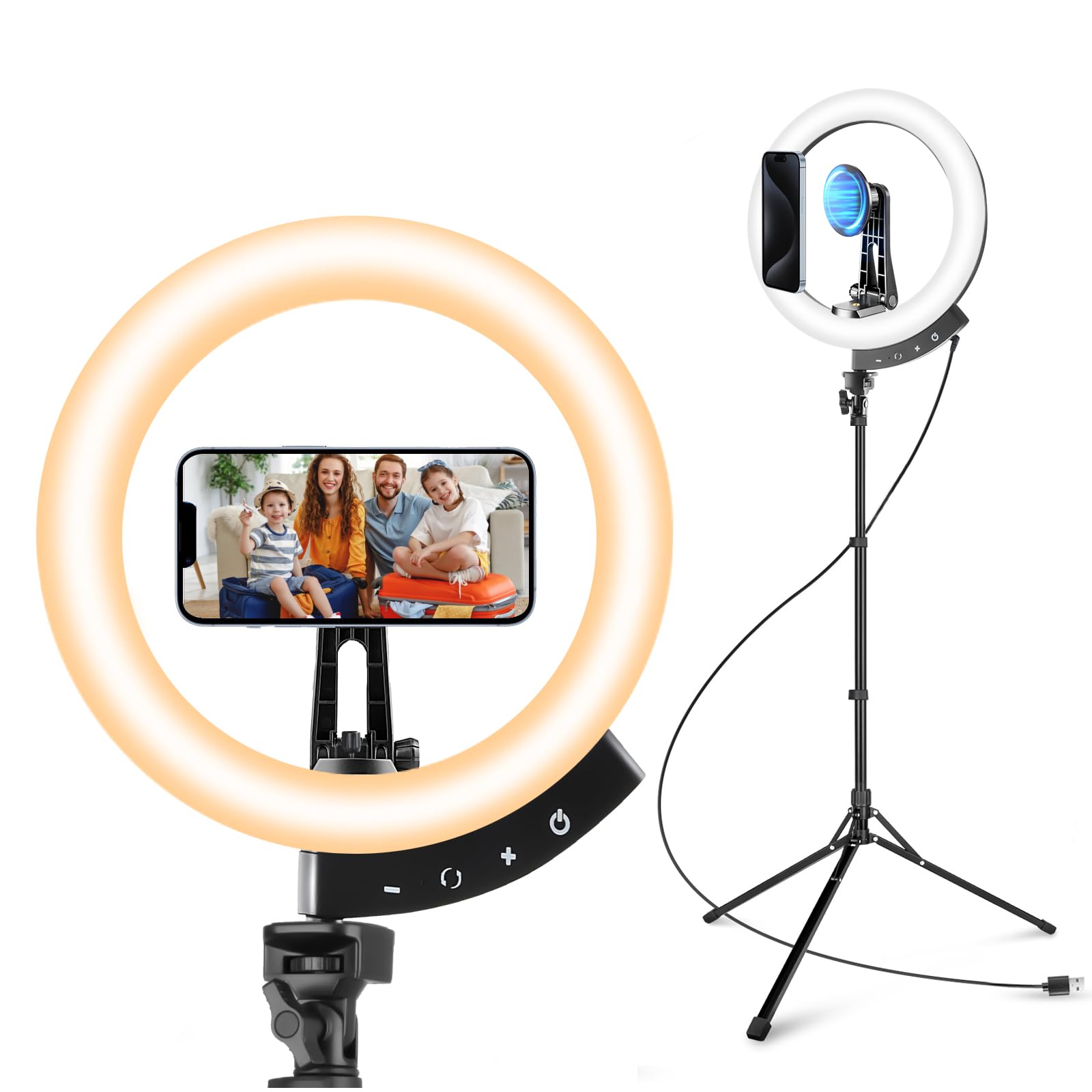 Luce Per Selfie UBeesize Anello Luce Con Treppiede, 12 Pollice Selfie Anello Luce Con 62 Pollice Treppiede Stand Per Live Stream/Trucco/YouTube Video/Fotografia 18 Inch